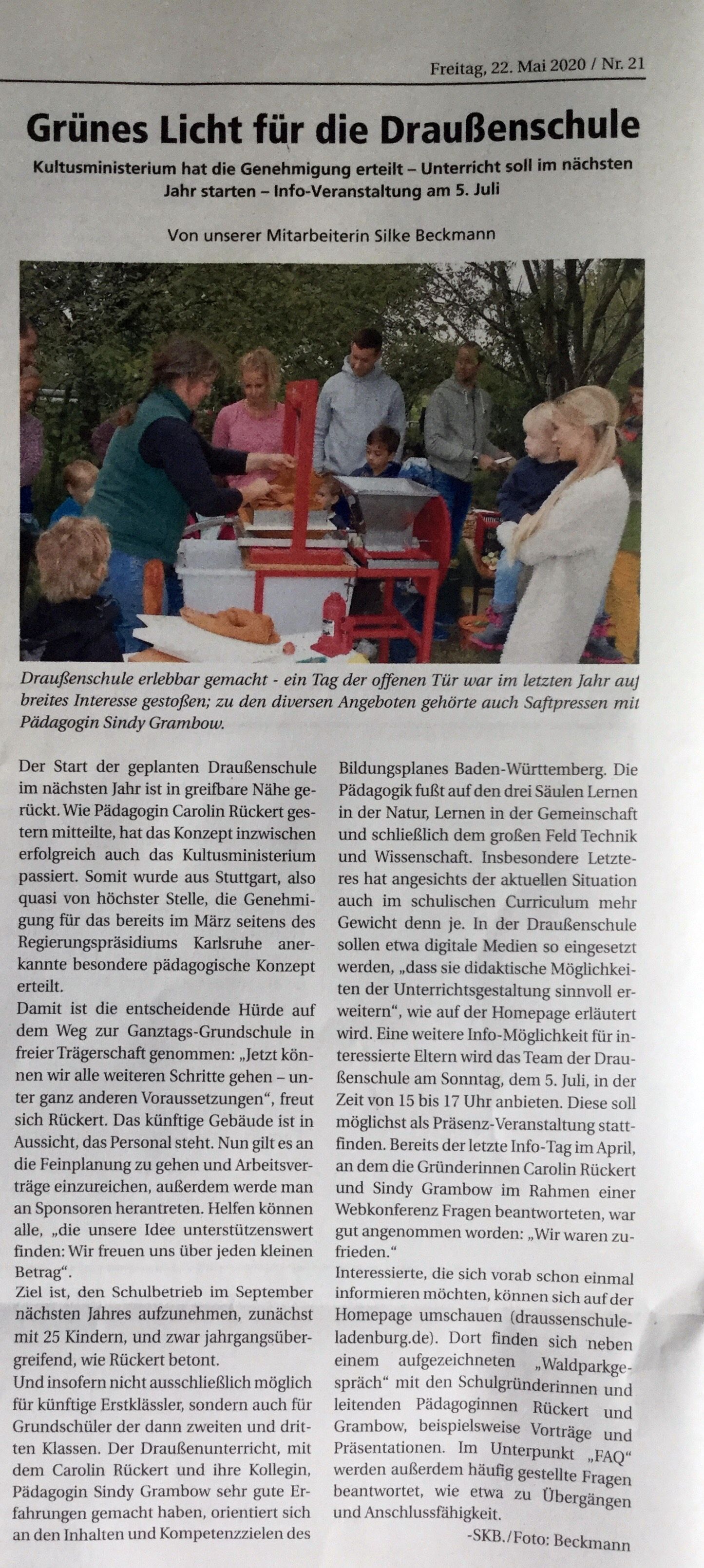 Genehmigung des pädagogischen Konzepts (LAZ 22.5.2020)